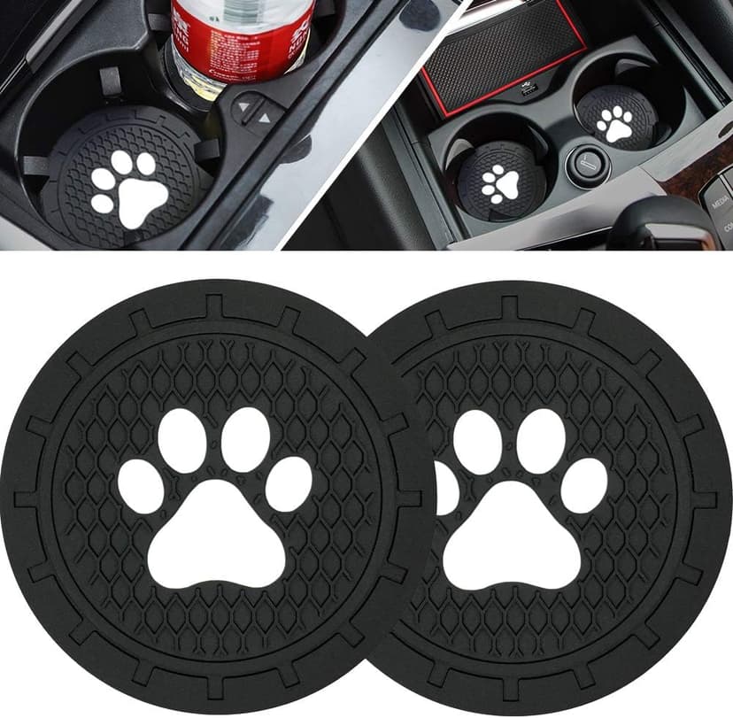 Car Cup Holder Coasters-Car Interior Accessories 2.75 inch Silicone Anti Slip Cute Dog Paw Car Coaster -Universal (Pack of 2)