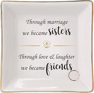 HOME SMILE Ceramic Ring Dish Decorative Tray Gifts For Sister In Law, Birthday, Christmas, Wedding Gifts B09QC9Q2GV