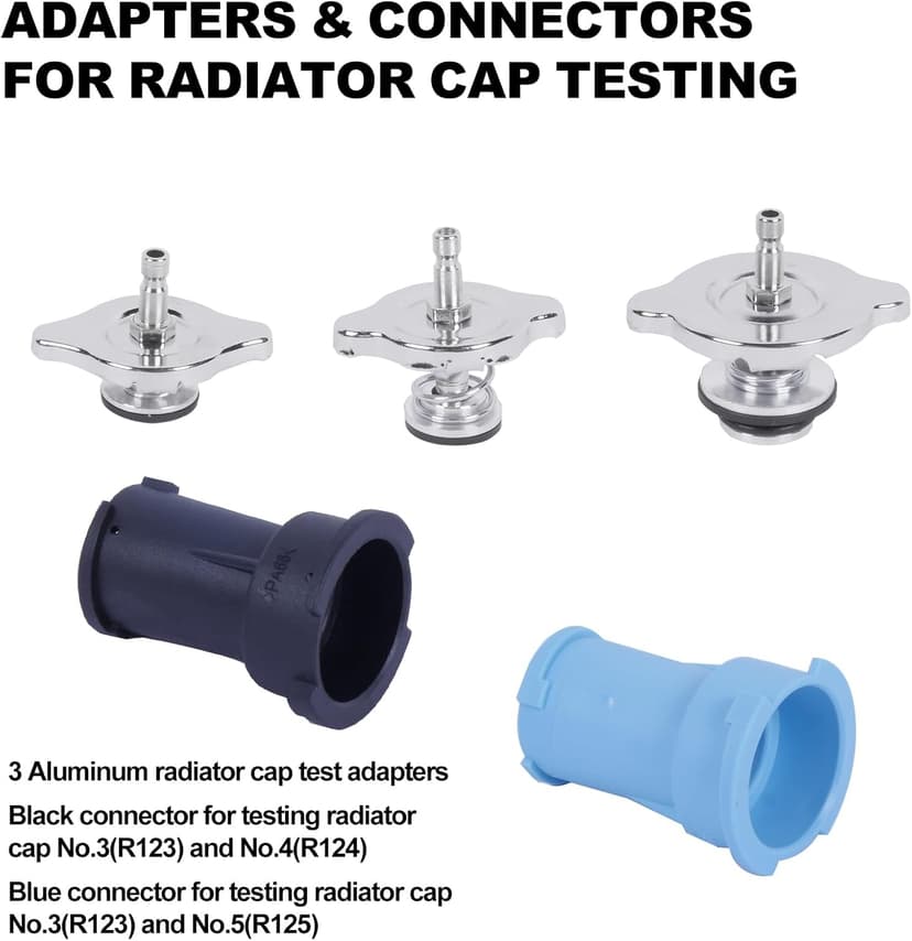 28pcs Universal Radiator Pressure Tester Kit, Tester Pneumatic Vacuum Cooling System Purge Refill Leak/Refiller Set, Universal Automotive Domestic/Import Vehicles, Motorcycle