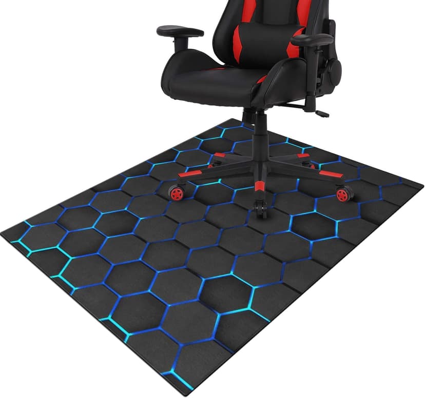 Gaming Chair Mat for Carpet Hardwood Tile Floor,36"x48" Gamer Rugs for Game Room, Under Desk Non Slip Gamer Rug,Low-Pile Game Room Rug,Rubber Backing Large Gaming Chair Floor Mat,Green Honeycomb