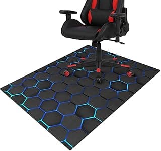Gaming Chair Mat for Carpet Hardwood Tile Floor,36"x48" Gamer Rugs for Game Room, Under Desk Non Slip Gamer Rug,Low-Pile Game Room Rug,Rubber Backing Large Gaming Chair Floor Mat,Green Honeycomb
