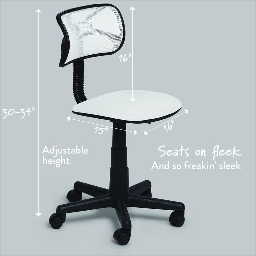 Urban Lifestyle Swivel Mesh Desk Chair, 21D x 21W x 33H in, White