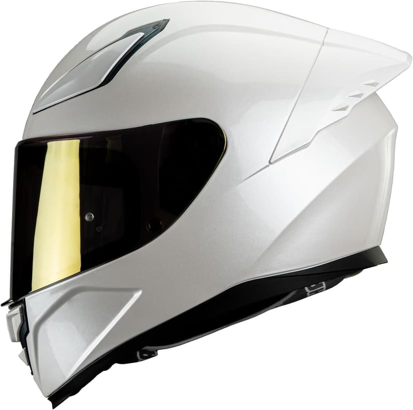 HAX Onix Full Face Motorcycle Helmets DOT Approved, Pinlock Ready & Intercom Slot , Motorbike Powersports Street Racing for Men Women（Pearl White, L)