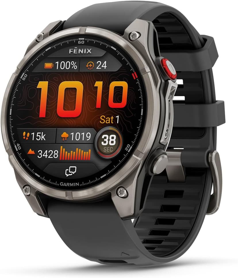 Garmin fēnix® 8 Pro, 51mm, AMOLED Display, Premium Connected Multisport GPS Smartwatch, inReach® Technology, Sapphire, Titanium with Graphite/Black Silicone Band