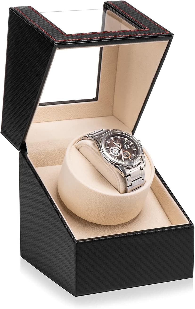 Efaithtek Automatic Single Watch Winder for Automatic Watches,Rotating Watch Case with Japanese Quiet Motor，AC Adapter or Battery Powered