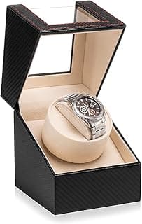 Efaithtek Automatic Single Watch Winder for Automatic Watches,Rotating Watch Case with Japanese Quiet Motor，AC Adapter or Battery Powered
