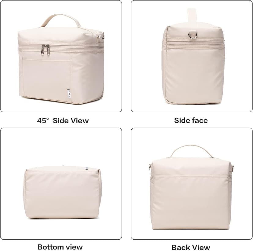 NOL Natural Organic Lifestyle Insulated Lunch Bags for Women Cooler Bag Lightweight Nylon Waterproof Lunch Box For Work（Medium, Cream