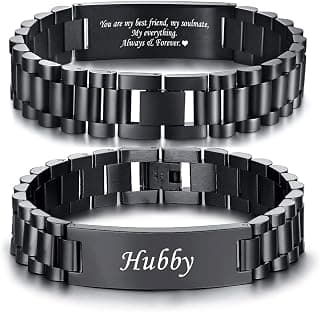 VNOX Elgant Link Bracelets Father Day Christmas Birthday Valentines Personalized Gift for Dad Husband Grandpa Boyfriend Masculine Watch Band Stainless Steel Bracelet Gift for Dad Grandpa Husband B0D8BD71RQ