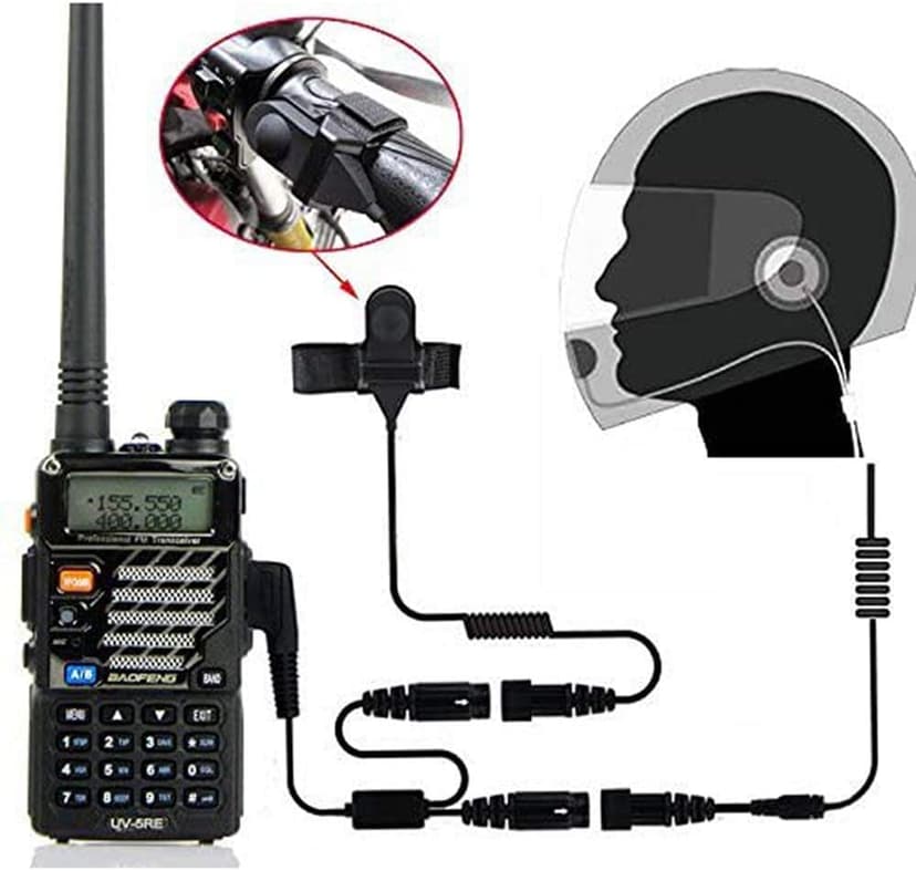BAOFENG Helmet Kit 2 PIN Full Face Motorcycle Headset Earpiece Mic Ken Wood/WOU Xun/Pu Xing/Lin ton Two Way Radio Walkie Talkie, Black