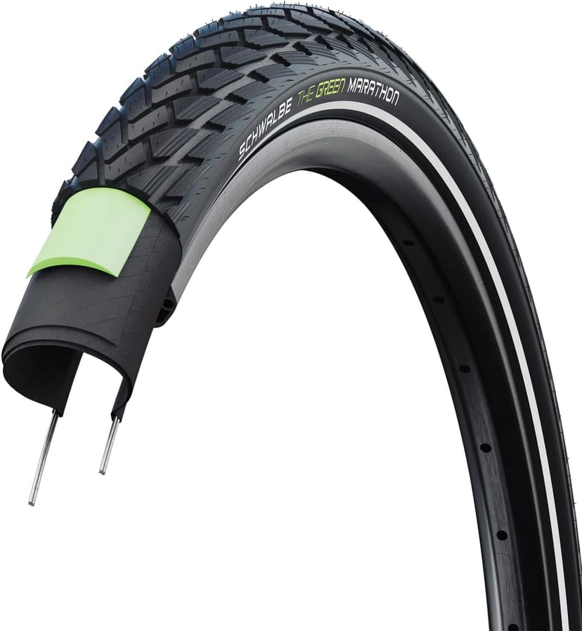 Schwalbe Green Marathon Fahrradreifen – Reifen mit GreenGuard Pannenschutz – Schwalbes umweltfreundlichster Reifen – mit ADDIX Oder ADDIX Eco Compound – Drahtreifen