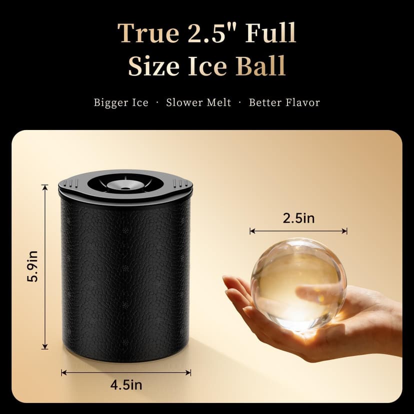 Clear Ice Ball Maker for Whiskey: 2.5" Crystal Clear Ice Maker - Large Ice Sphere Maker for Bourbon & Cocktails - Easy Release Silicone Ice Cube Maker for Home Bar