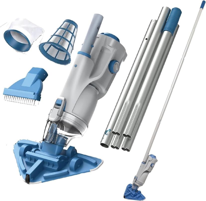 KOKIDO 2025 Cordless Pool Vacuum with 72” Pole, Standard & Fine Interchangeable Filters, Ideal for spot Cleaning, 2 Vac Heads, Spot Clean, for Small Above & Inground Pools, Spas Hot Tubs XV320