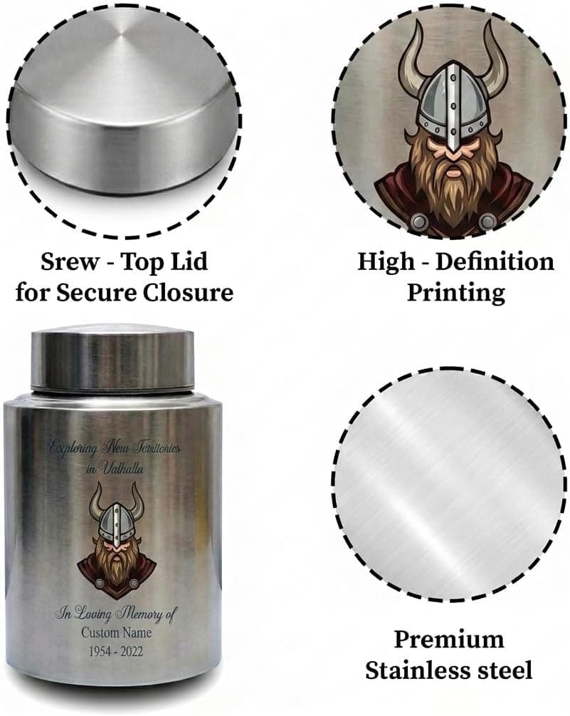 Personalized Valhalla Viking Nordic Runes Urn for Human Ashes, Exploring New Territories Norse Gift for Father Husband Brother, Memorial Keepsake Urn, Memorial Gift, in Loving Memory B0H1VSWJZL