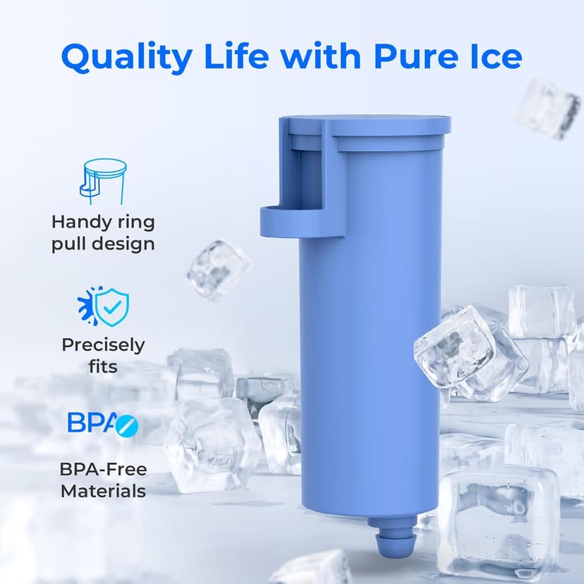 Waterdrop C33 Ice Maker Water Filter, Replacement for GE® Profile Opal Nugget Ice Maker Water Filter, Scale Inhibiting, with Ring Pull, BPA-Free, 3 Pack