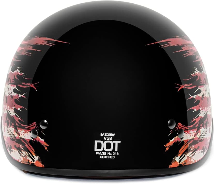 VCAN Cruiser Half Face Motorcycle Helmet with Drop-Down Sun Visor, Removable Peak and Quick Release Buckle