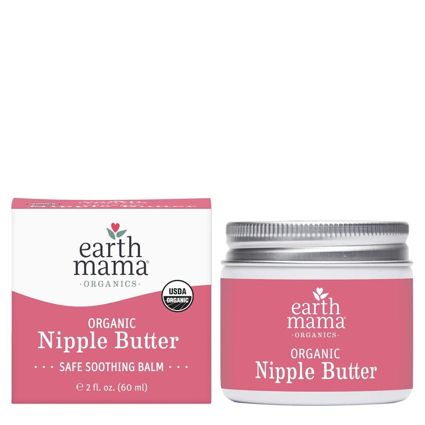 Earth Mama Organic Nipple Butter™ | Nipple Cream Safe for Breastfeeding | Postpartum Essentials for Nursing | Non Lanolin Nipple Cream, 2-Fluid Ounce