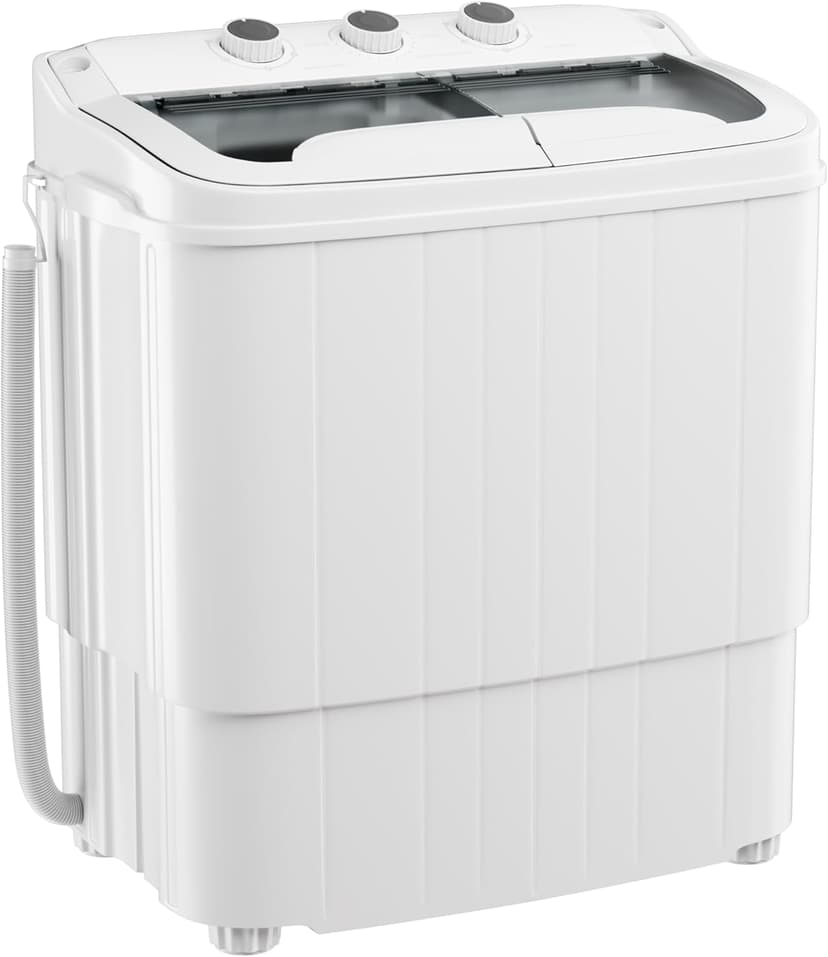 Superday Portable Washing Machine with Longer Hose, 16 Lbs Compact Mini Washer and Dryer Combo,Twin Tub Washing Machine Laundry Compact Washer spinner Combo for Apartments RVs and Dorms(Grey)