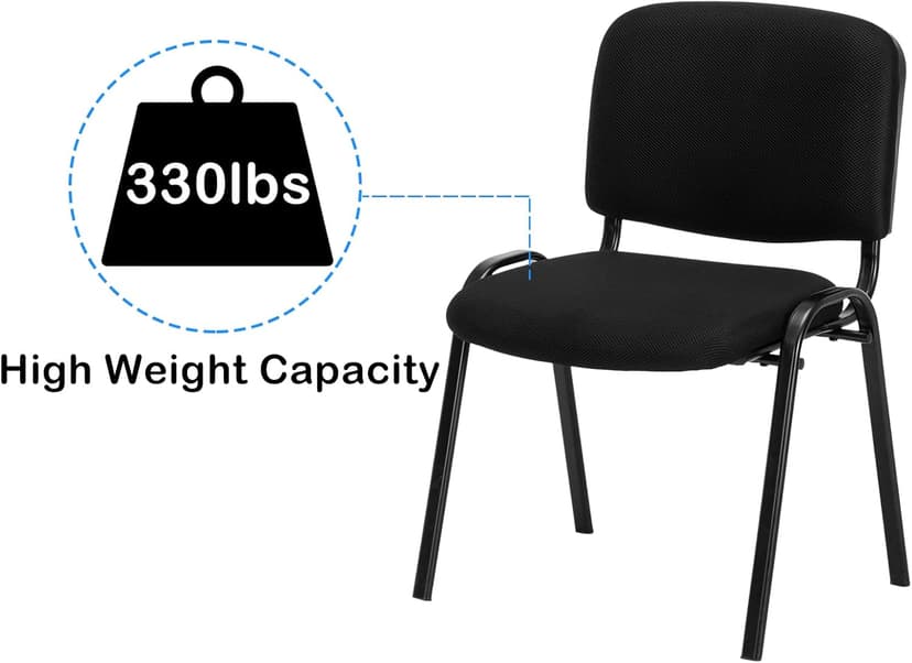 VINGLI Waiting Room Chairs - 5-Pack Black Mesh Church & Conference Room Chairs, Armless Stackable Office Guest & Reception Chairs for Meeting Room & Office Lobby