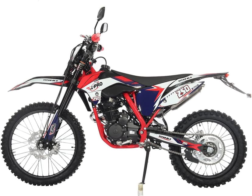 X-PRO Titan DLX 250cc Gas Dirt Bike Pit Bike Adult Bike,Big 21"/18" Wheels, Zongshen Engine! (Red)