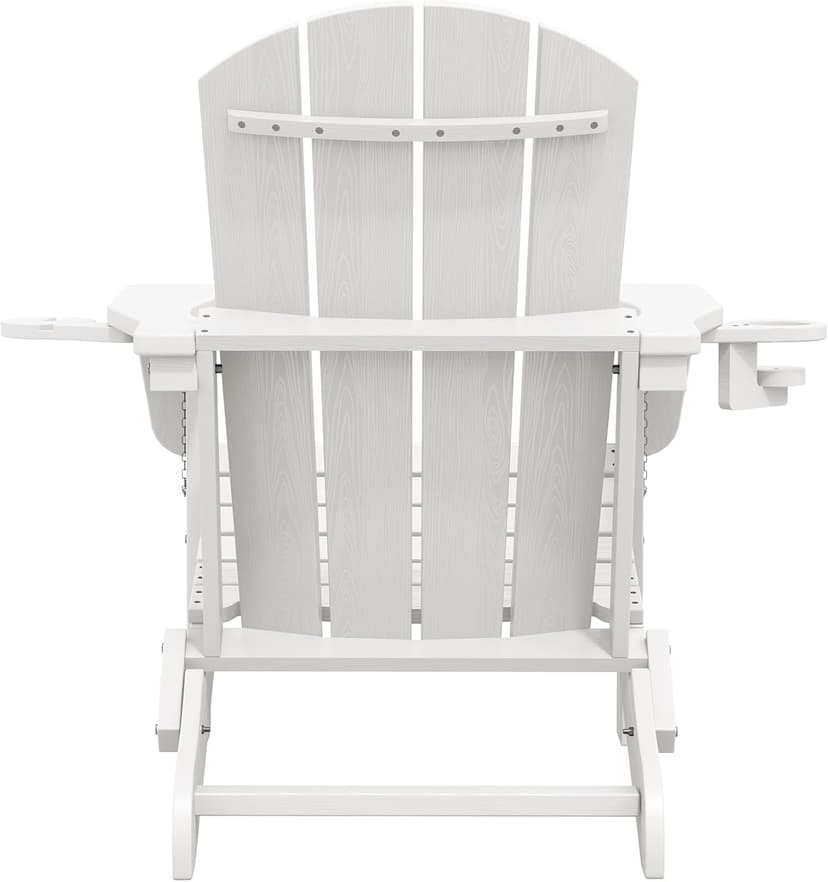 SERWALL Adirondack Chair with Cup Holders - Composite Adirondack Chairs Set of 2 HDPE Outdoor Chairs All Weather Use- White