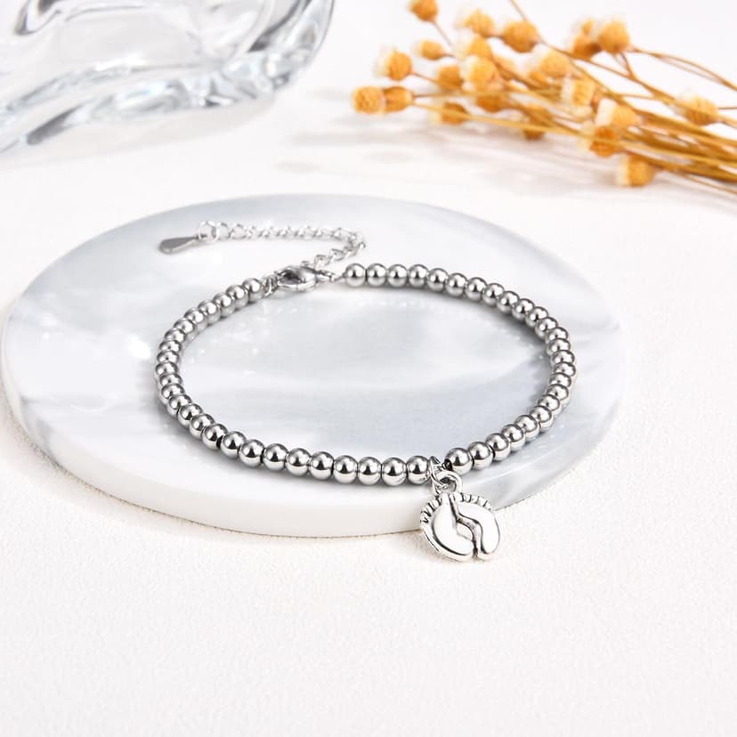 First Mothers Day Birthday Christmas Pregnancy Gifts for 1st Time Mom Gifts for New Mom Pregnant Women Mom to Be, Feet Charm Bracelet Jewelry B0CZMLLHL2