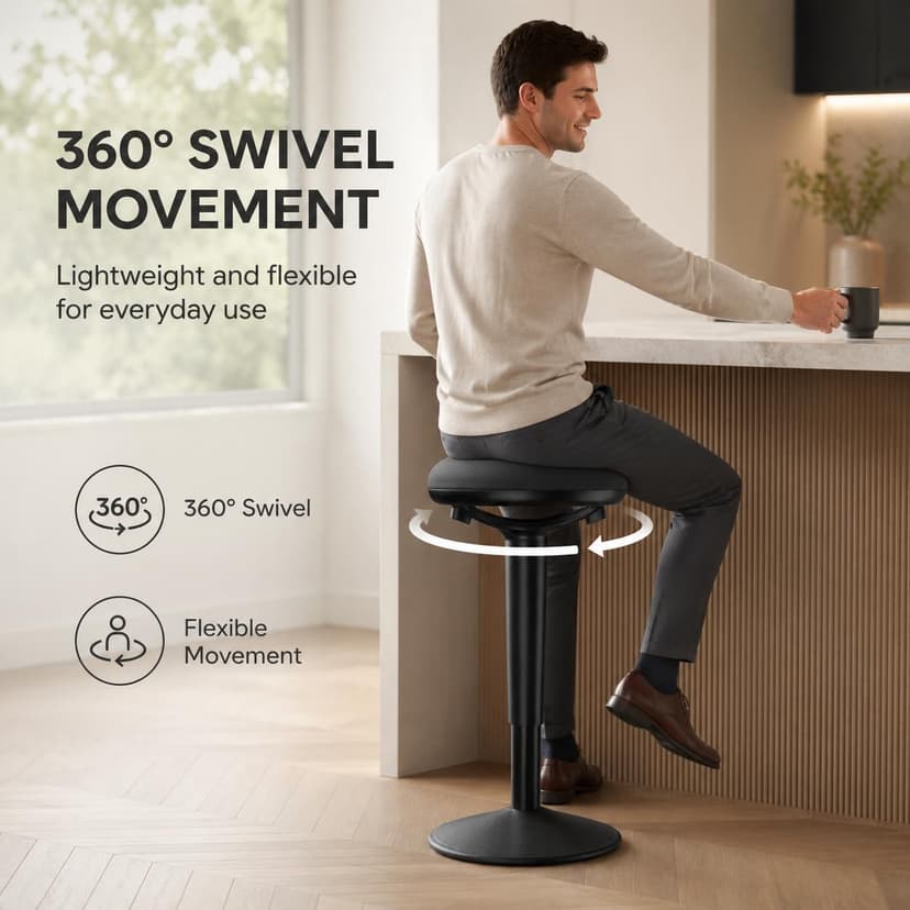 Standing Desk Chair with 360-Degree Standing Desk Chair with Memory Foam Seat Cushion, Lightweight & Flexible