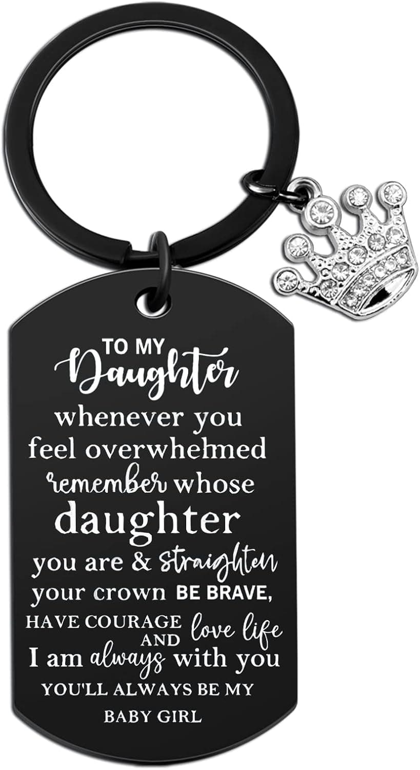 Daughter Gifts From Mom Dad To My Badass Daughter Keychain Valentines Day Gifts for Daughters Birthday Gift For Step Daughters Her From Mother Father Mothers Day