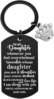 Daughter Gifts From Mom Dad To My Badass Daughter Keychain Valentines Day Gifts for Daughters Birthday Gift For Step Daughters Her From Mother Father Mothers Day