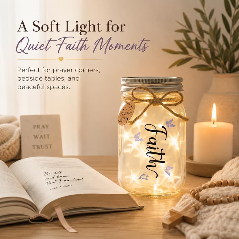 Thanksgiving & Christmas gift for women, inspirational fairy light night light for mom, sister & best friend birthday decor Christian Gifts for Women, Religious Faith You Are Loved Mason Jar Keepsake B0FMDS13CM
