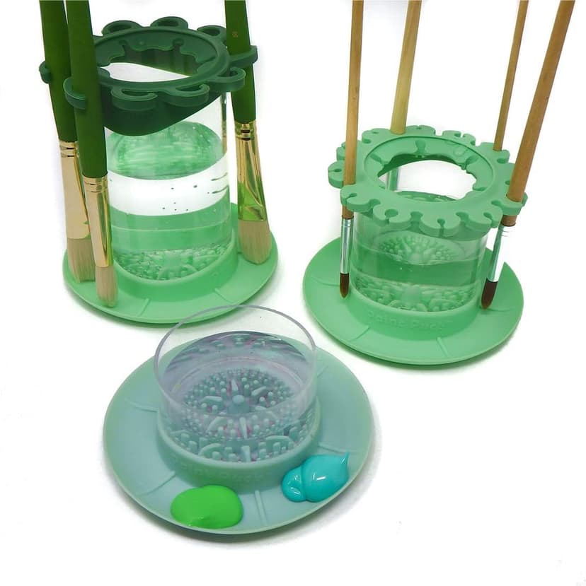 Non-Spill Paint Water Cup & Brush Cleaner, Brush Holder, Squeegee Lips & Drip Tray, Acrylic, Watercolor, Art Supplies Paint Puck Ultimate Rinse Cup Paint Brush Cleaner, Mug (4 in), Green B07XVR2K3B