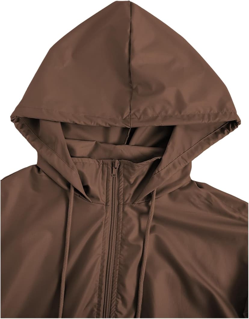 Verdusa Women's Zip Up Lightweight Windbreaker Jacket Sport Casual Workout Hoodie Outerwear with Pockets Rainy Day Outfits