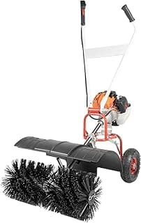 52CC Gas Handheld Sweeper,2-Stroke Gas Power Sweeping Broom Single Cylinder Driveway Turf Artificial Grass Snow Clean Sweeper Cleaner Tools Suitable for Walkway Cleaning Boulevards and Driveway