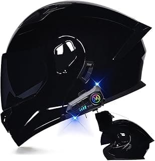 Motorcycle Bluetooth Modular Helmet DOT Approved Dual Visor Full Face Flip up Integrated Motorcycle Helmets Double Visor Helmet Built-in Dual Speaker Microphone Waterproof Adults Men Women M-XXL