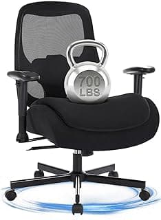 BOSMILLER Big and Tall Office Chair with Wide Thick Seat Cushion for Heavy People,700lbs Ergonomic Mesh Desk Chair with Adjustable Lumbar Support and Armrests for Adults Sitting All Day