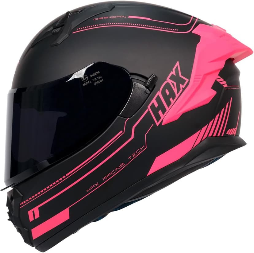 HAX Obsidian Pro Full Face Dual Visor Adult Motorcycle Helmet for Motorbike Street Bike with Pinlock Ready DOT Approved