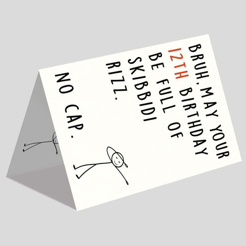 12 Year Old Birthday Gifts & Decorations for Boys Girls Nephew Niece with Gen Z Slang Meme-Inspired Design IDU 12th Birthday Card for Boys Girls Son Daughter B0GKY1X1JJ