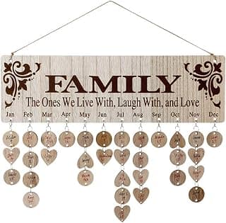 Joy-Leo Gifts for Mom Grandma Christmas, Wooden Birthday Tracker Plaque Wall Hanging, Help Elderly Parents Remember Birthdays Family Birthday Reminder Calendar Board with 100 Tags, Model JL01 B07M81TWY7