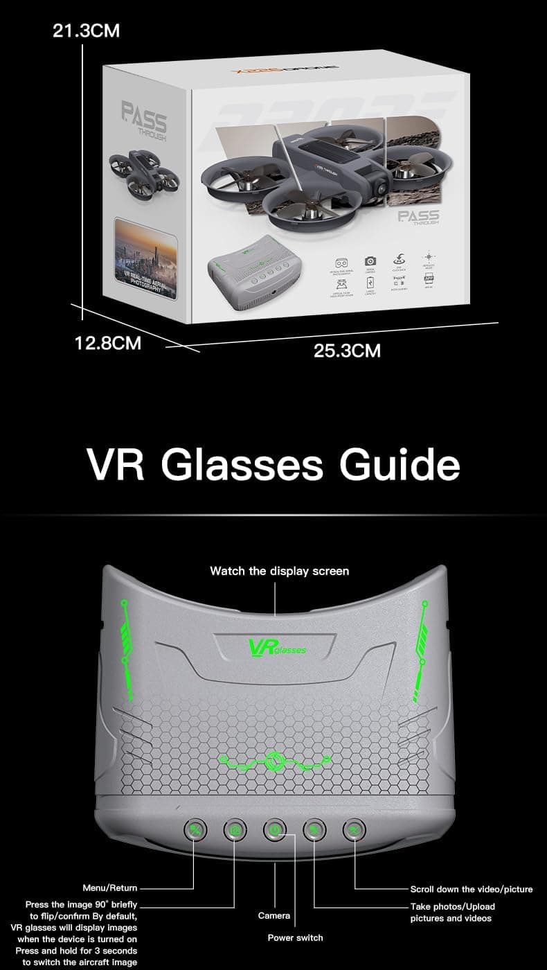 FPV Drone with Camera and VR Glasses, Brushless Motor Optical Flow Cool LED Lights Drones Dual Camera Switch RC Quadcopter 2 Batteries VR Drones for Beginners Adults X226 Drone