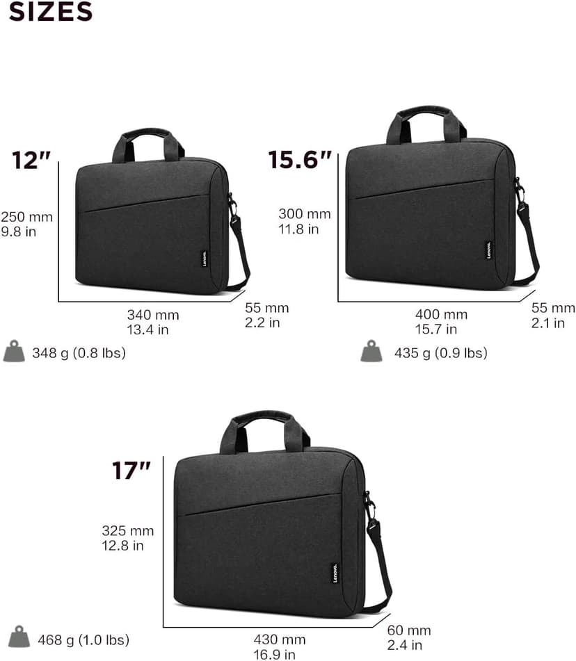 Lenovo Laptop Bag T210, Messenger Shoulder Bag for Laptop or Tablet, Sleek, Durable & Water-Repellent Fabric