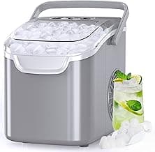 Antarctic Star Countertop Ice Maker Portable Ice Machine with Handle,Self-Cleaning Ice Makers, 26Lbs/24H, 8 Ice Cubes Ready in 6 Mins for Home Kitchen Bar Party (Grey)