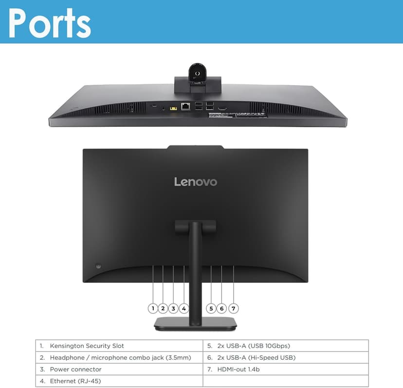 Lenovo 24 All-in-One Desktop Computer for Home Office, 16GB DDR4 RAM, 512GB PCIe SSD, Intel Processor, 23.8" FHD AIO, WiFi 6, BT 5.2, RJ-45, HDMI, Keyboard and Mouse, Ebony‌ Black, Windows 11 Home