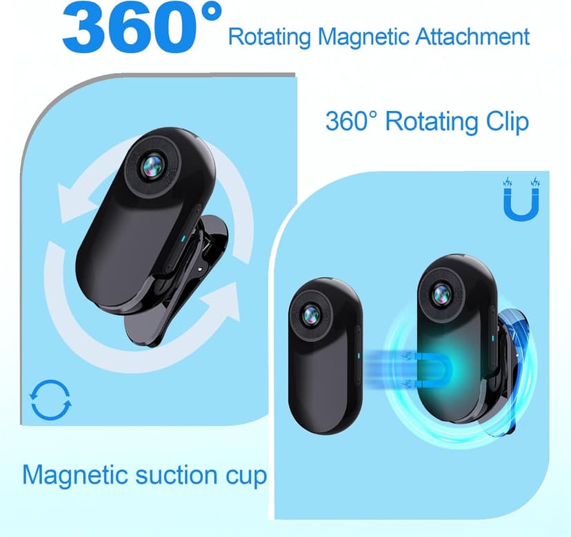 HOFAOUG Mini Body Camera 1080P, Mini Action Cam with Built in 32GB Memory Card, Thumb Sized The Helmet Camera for Work, Travel, Cycling and Body Cam(Black)