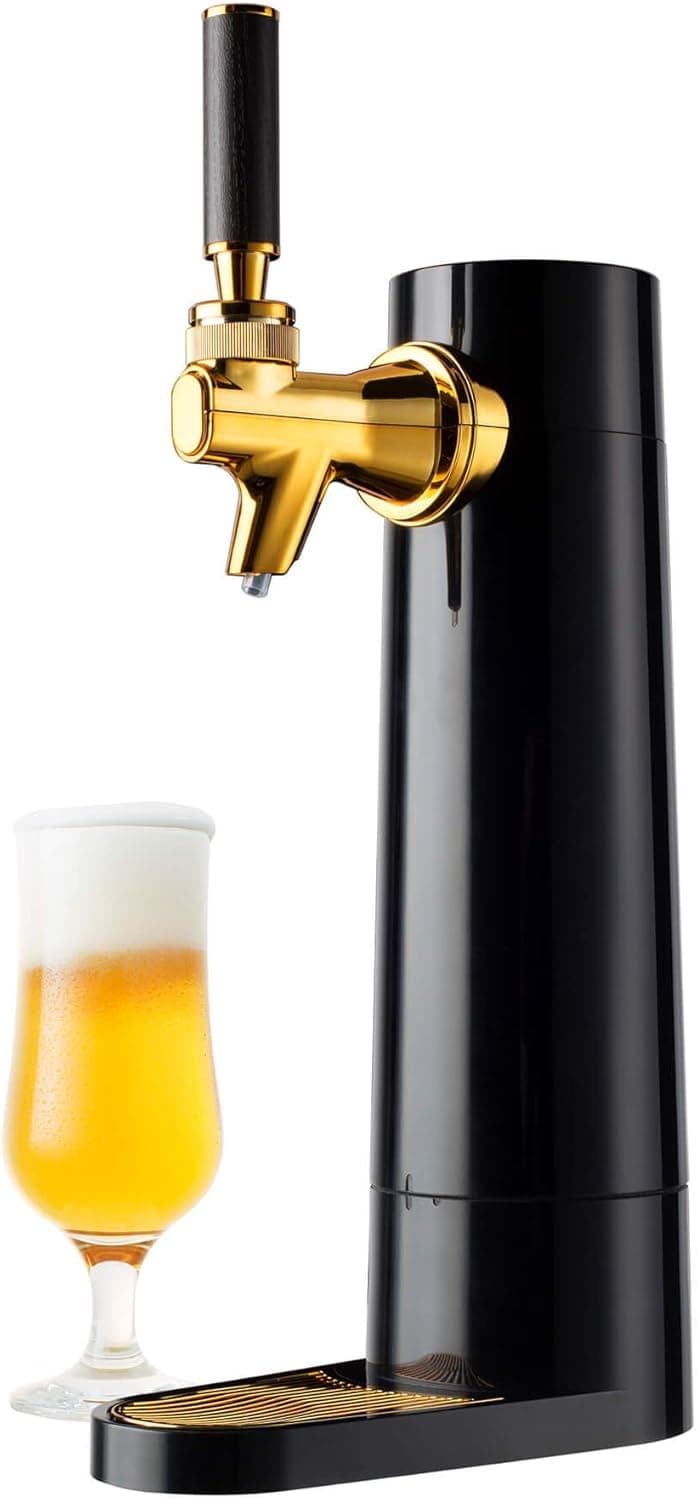 GREEN HOUSE: Draft Pour Beer Dispenser & Ultra Fine Foam Maker - Mini Kegerator for Home. Draft Pour and Ultra Fine Foam covering top makes your regular beer taste delicious and keep longer.