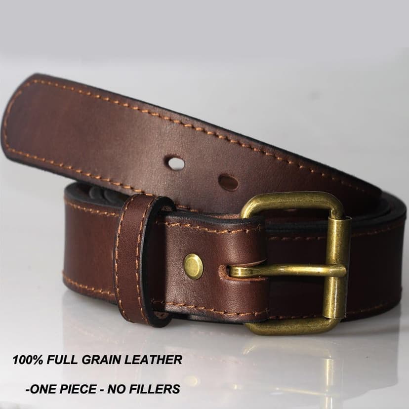 Kmioc Concealed Carry CCW Leather Gun Belt 1 1/2 inch 100% Full Grain Thick Leather Belt for Gun Carry