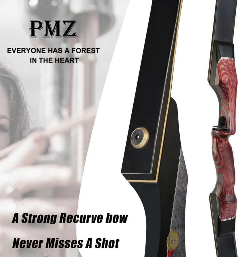 PMZ Recurve Bow and Arrow Set, Newset Professional Aldults Archery Hunting Bow Kit, 60'' Wooden Takedown Bow, for Youth Beginners to Advanced Outdoor Practice & Hunting, Right Hand, 20-60 lbs