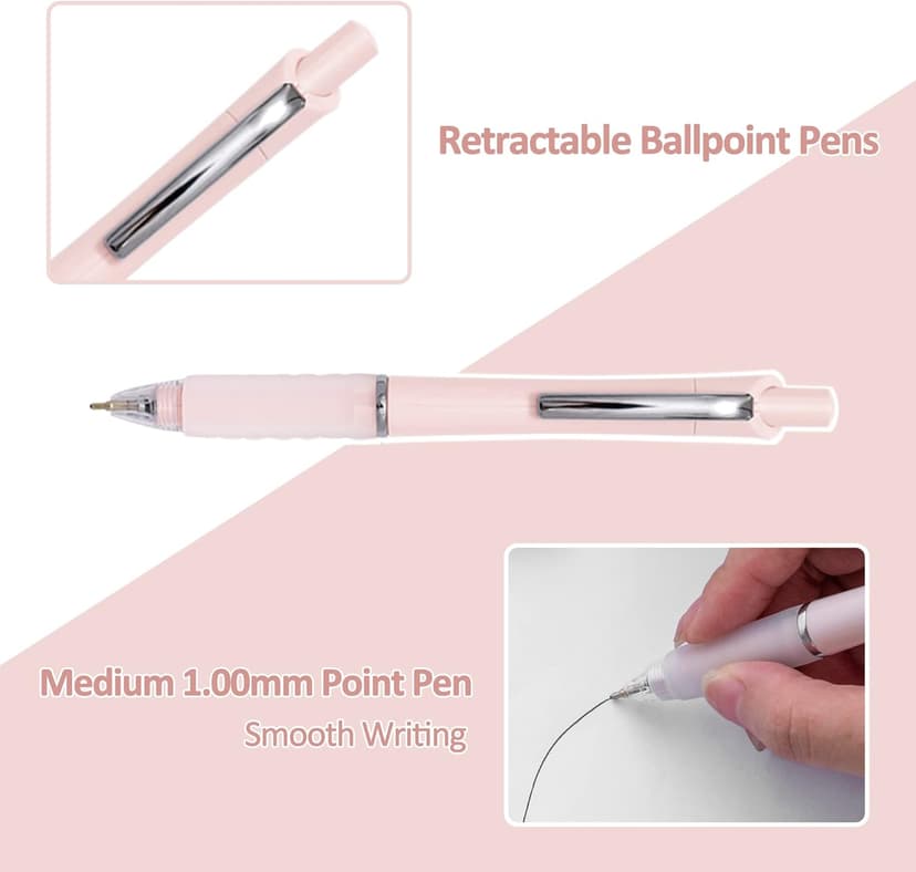 Aisibeiger Ball Point Pen Black Ink Ballpoint Pens with Super Soft Grip Medium Point 1.0mm Office Pens (6 pack)