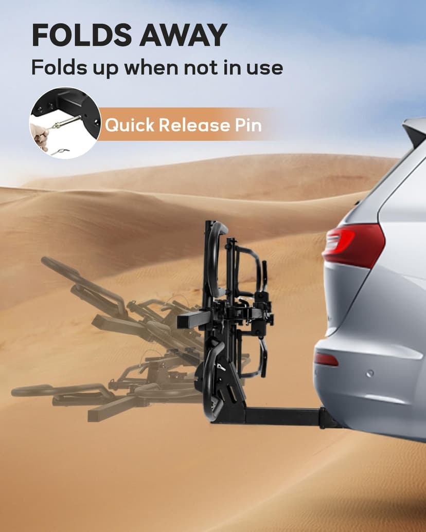 Bike Rack Hitch with Lock, Platform 2-Bike Rack for Car SUV RV Camper Truck Trailer, Hitch Bike Rack for Fat Tire, Mountain Bikes, EBikes and EMTB, 180 lbs Capacity Bike Carrier for 2" Receiver