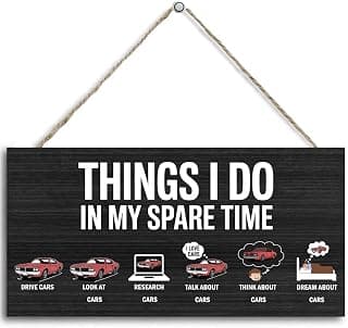 Things I Do In My Spare Time,Hanging Guy Car Enthusiast Wooden Signs, Office Wall Decor, Funny Humorous Home Decor Signs Suitable For Gifts To Colleagues And Friends 12 x 6 inch B0FT2J18CB