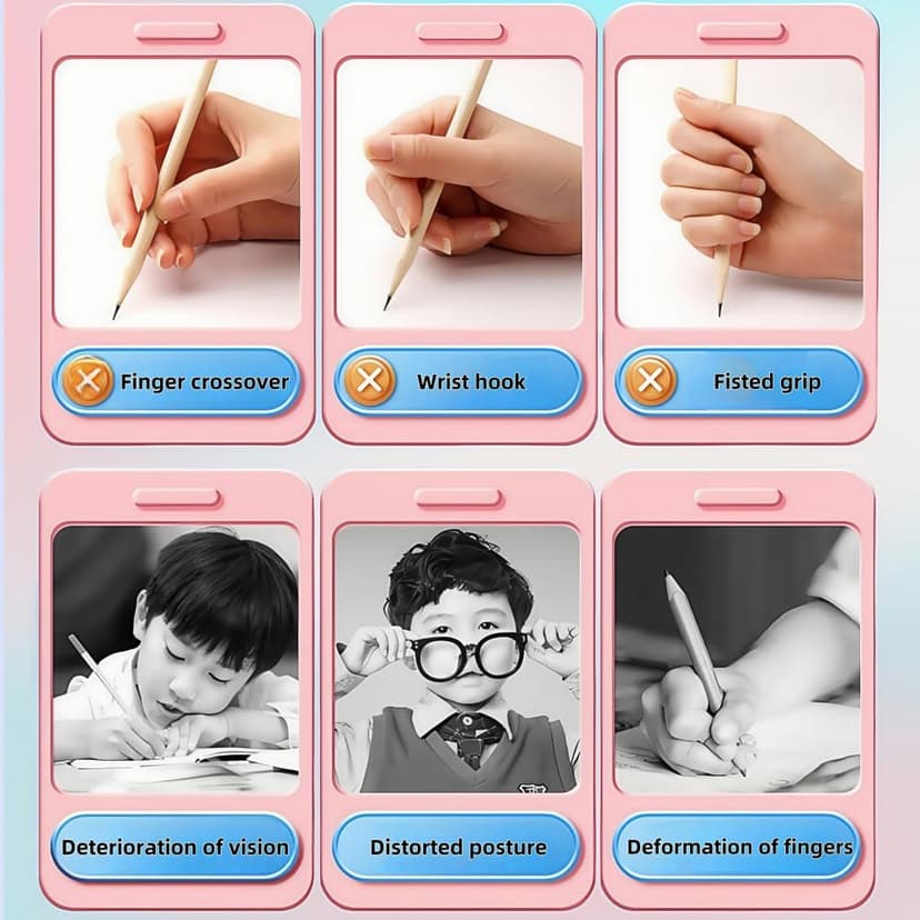 Handwriting thick mechanical pencils with grip: 2.0MM HB Pencil for kids with 14 leads (6 pack)