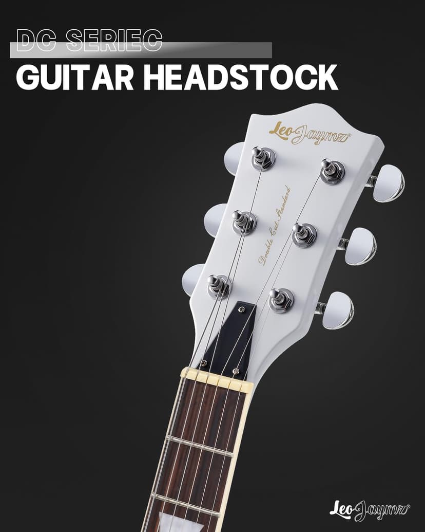 Leo Jaymz 39 Inch Solid Body Electric Guitar - Poplar Wood Body，Maple Neck and Laurel Wood Fretboard (White)